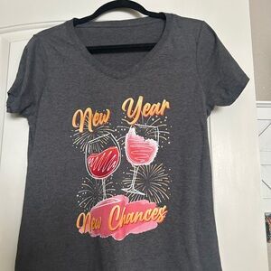 Gray New Year Graphic Women's Top